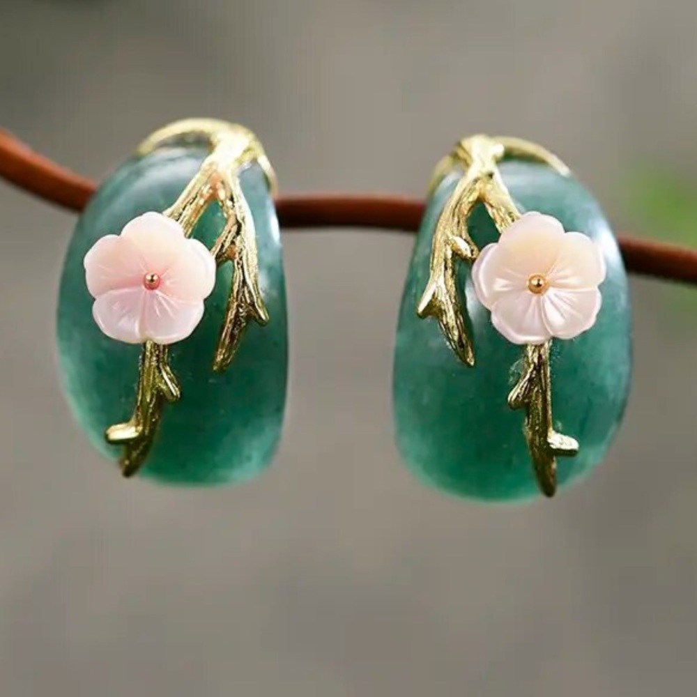 Artisan Handmade 925 Silver Natural Aventurine Quartz Earrings - Picture 4 of 14